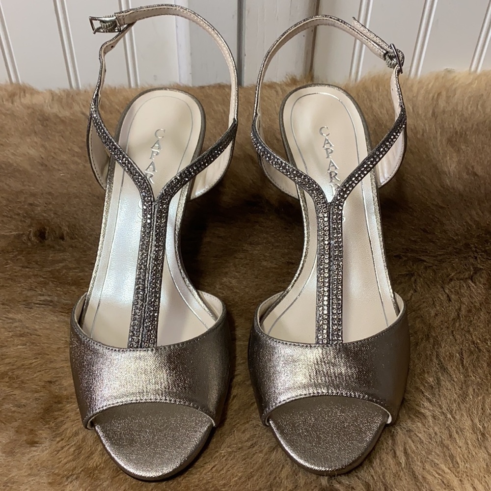 Caparros Rhinestone Bling Strap Heels Shoes 8 NWT Slingback Peep Toe - Picture 3 of 12